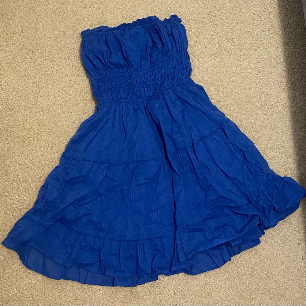 Strapless Blue Dress